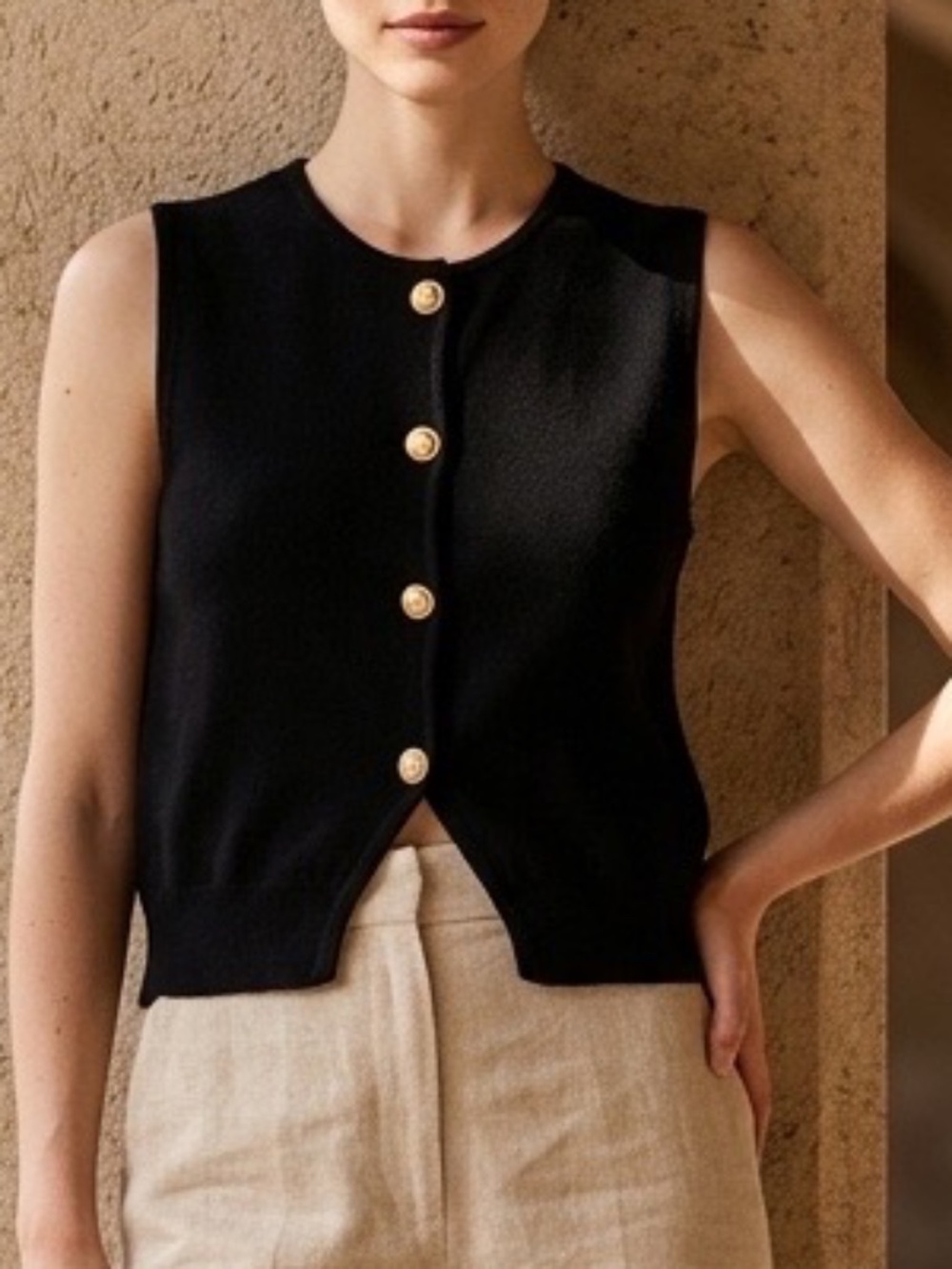 Black Cropped Vest
